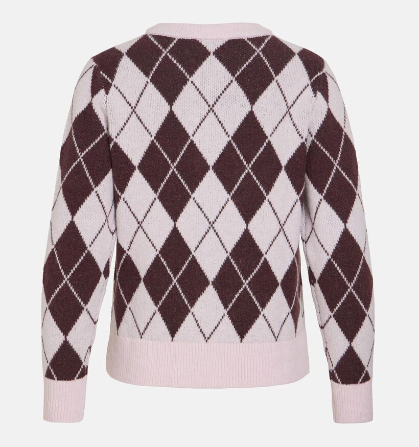 Vila Aggie Knit Argyle Gilet en Rose/Bordeaux pour femmes (379756)
