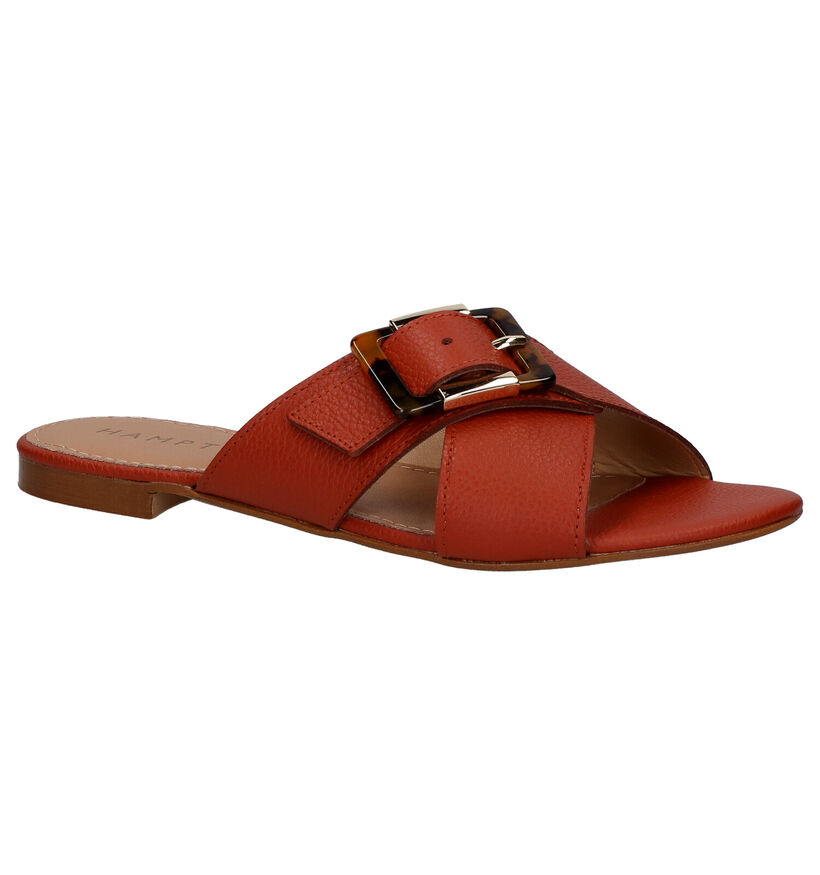 Hampton Bays Nu-pieds plates en Cognac en cuir (274126)