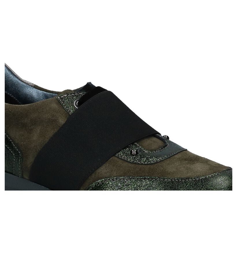 Tine's Baskets basses en Vert kaki en daim (233954)