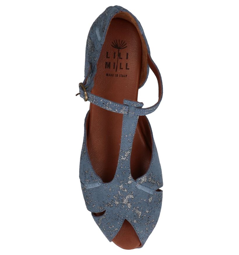 Lilimill Sandales plates en Bleu en nubuck (219691)