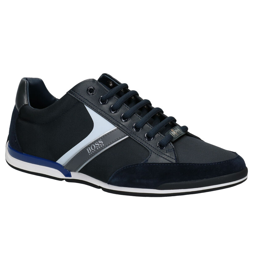 Hugo Boss Saturn Low Zwarte Veterschoenen in leer (285648)