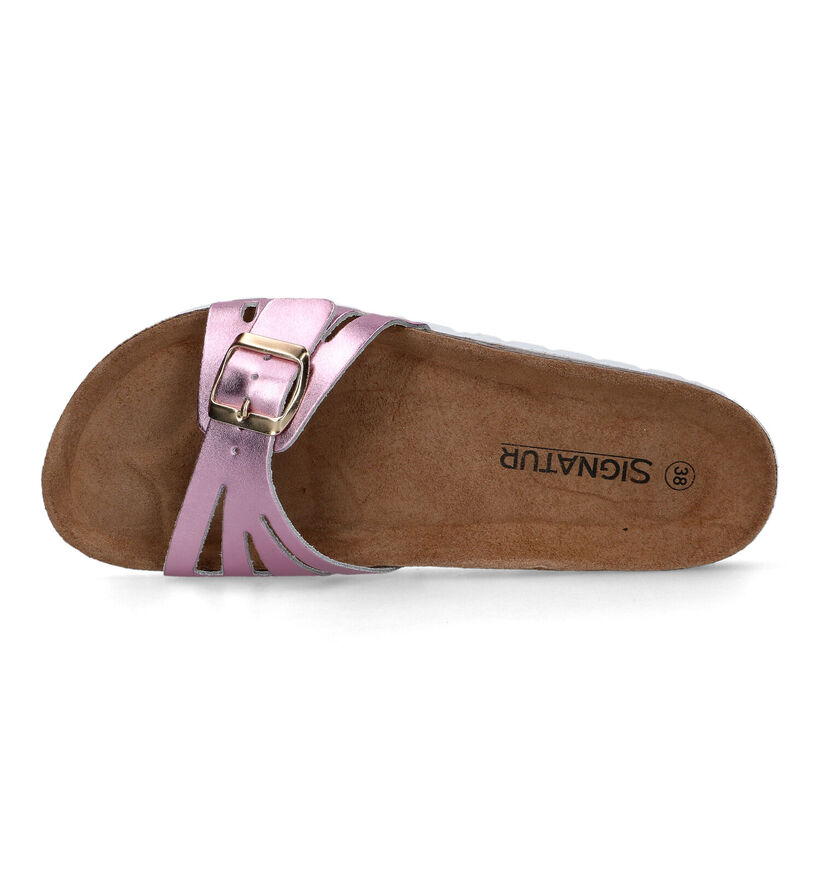 Signatur Roze Slippers in leer (319822)