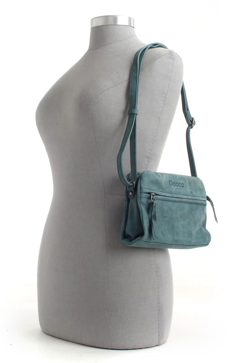 Mocca Crossbody Tas Turquoise in leer (208705)