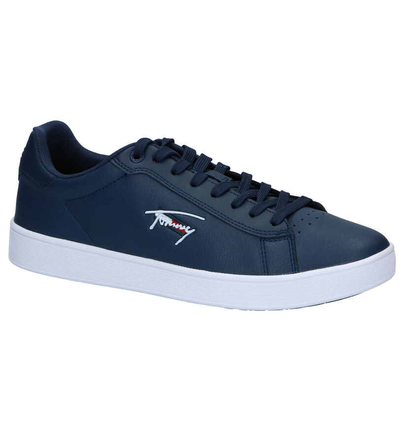 Tommy Hilfiger Cupsole Chaussures à lacets en Bleu en cuir (296020)