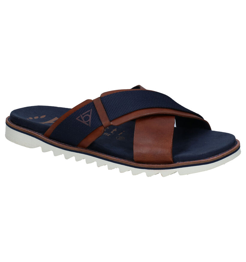Bugatti Limon Blauwe Slippers in leer (287403)