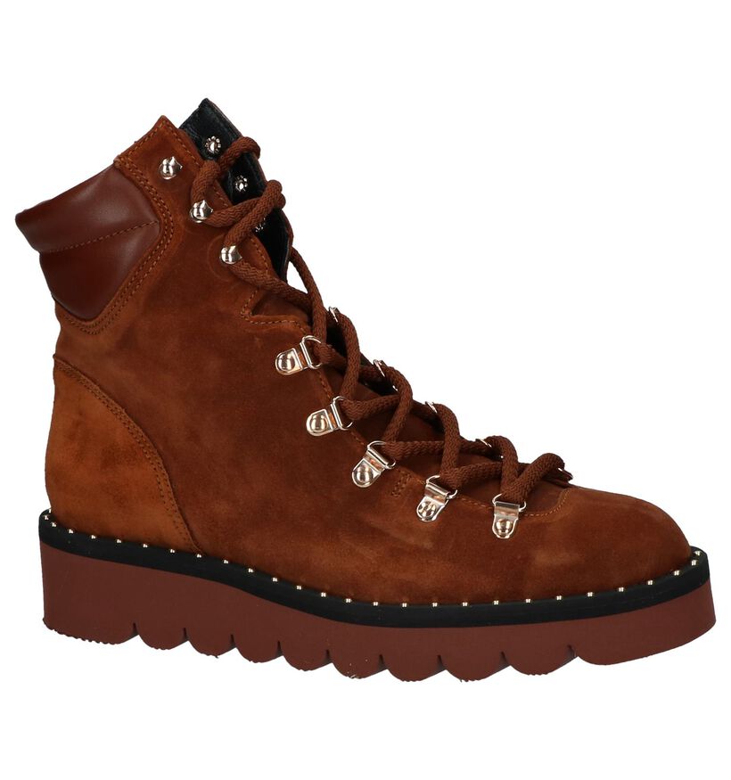 Cognac Veterboots Louisa Ally in daim (232819)