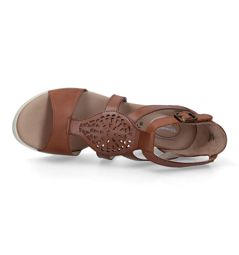 Tamaris Comfort Sandales avec talon compensé en Cognac pour femmes (323050)