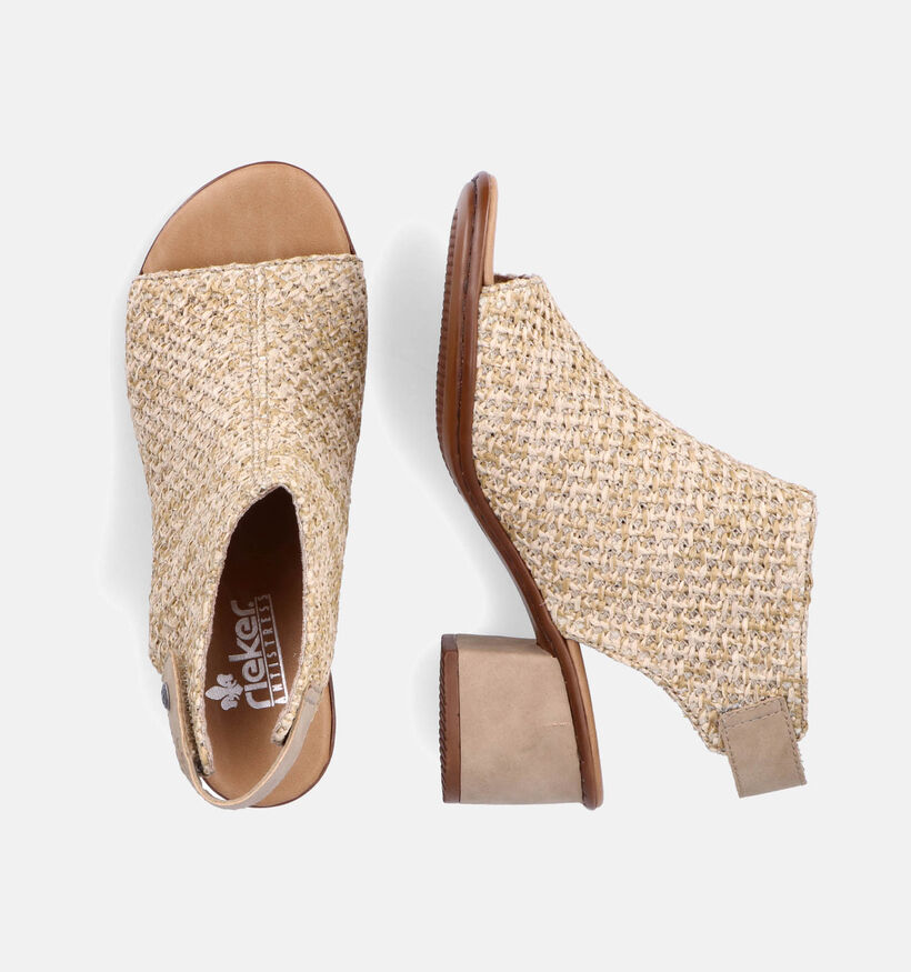 Rieker Sandales avec talon en Beige pour femmes (354955)