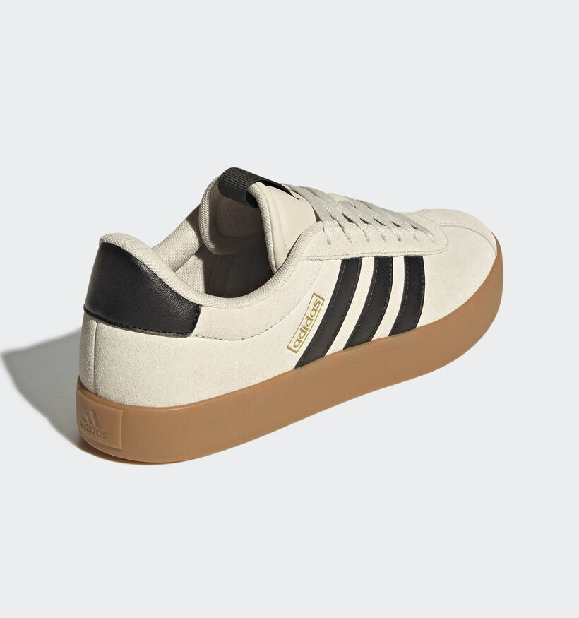 adidas VL Court 3.0 Baskets sportives en Beige/Noir pour femmes (359450) - pour semelles orthopédiques