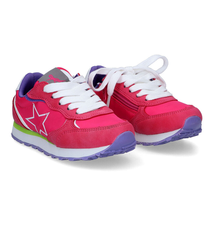 Milo & Mila Baskets basses en Fuchsia pour filles (305273)