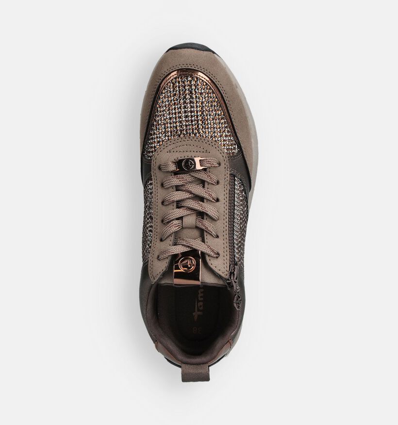 Tamaris Donkerbruine Sneakers met Veter en Rits voor dames (360625) - geschikt voor steunzolen