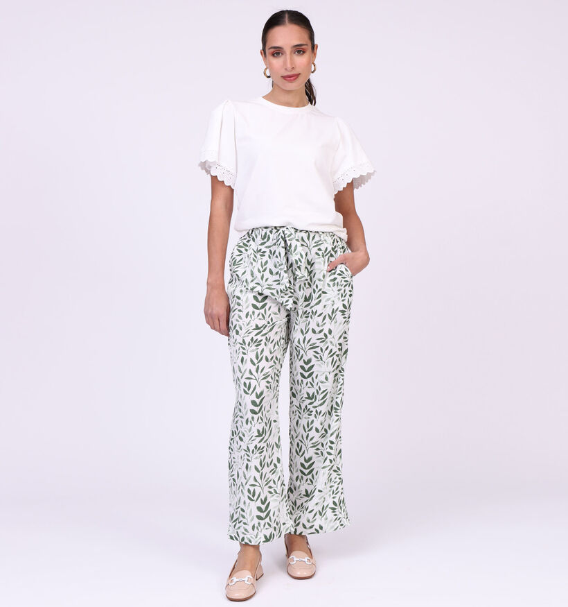 Millenium Pantalon large en Blanc/vert (317283)