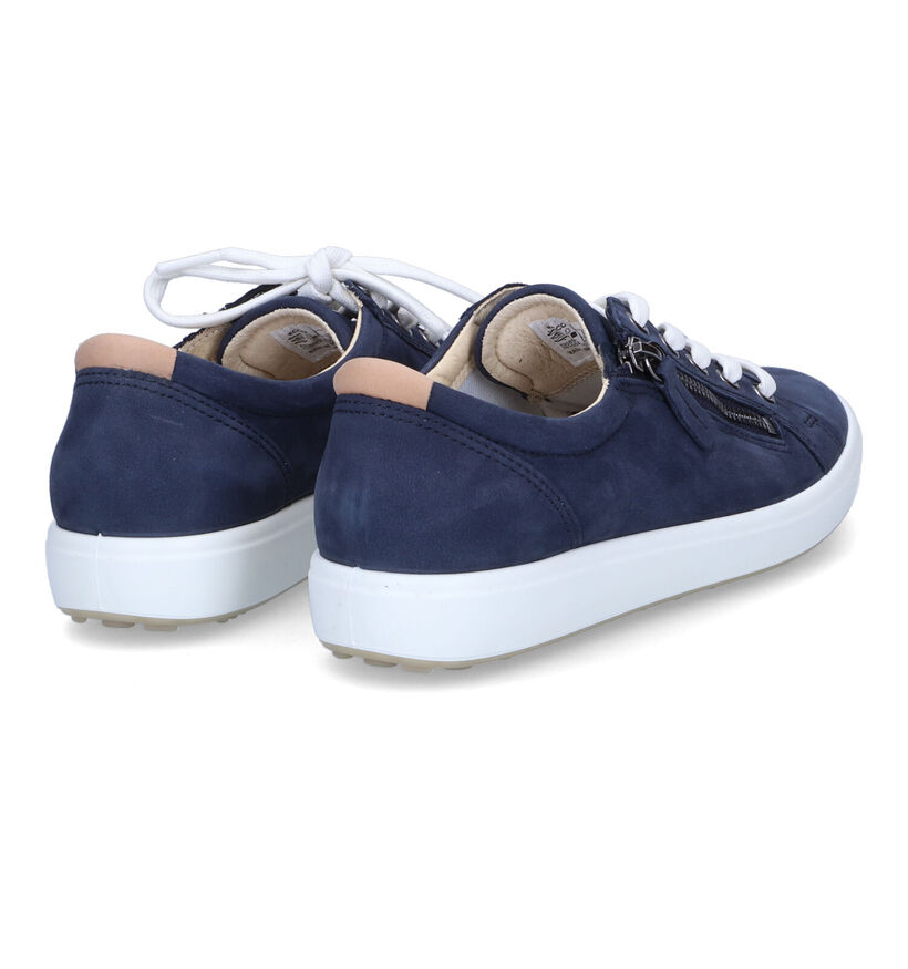ECCO Soft 7 Blauwe Sneakers in daim (307493)
