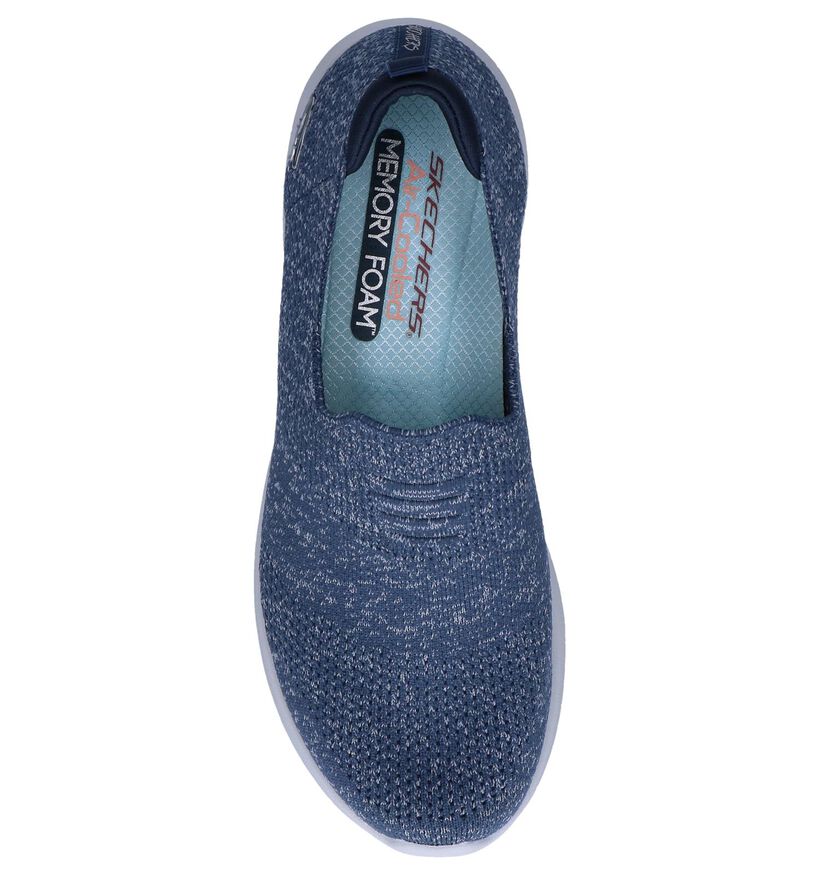 Blauwe Slip-on Sneakers Skechers Ultra Flex in stof (251952)