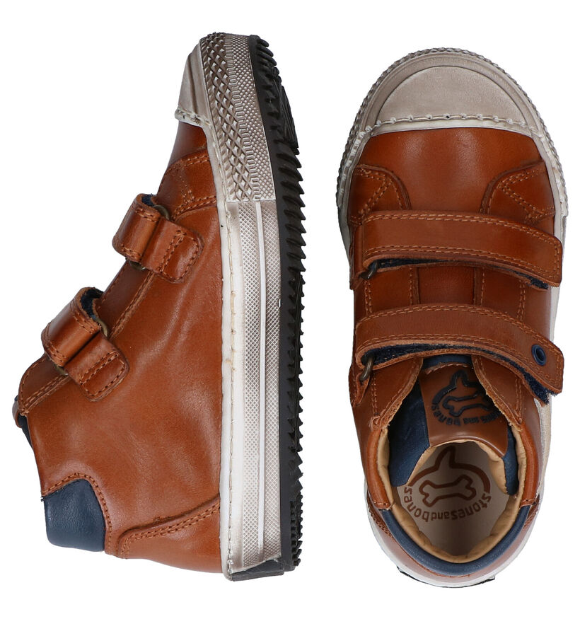 STONES and BONES Nobis Cognac Velcroschoenen in leer (295152)