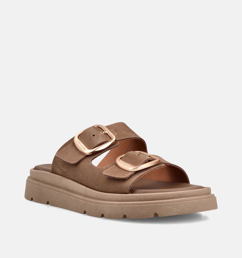 Tamaris Taupe Slippers met Gouden Gespen voor dames (373610)