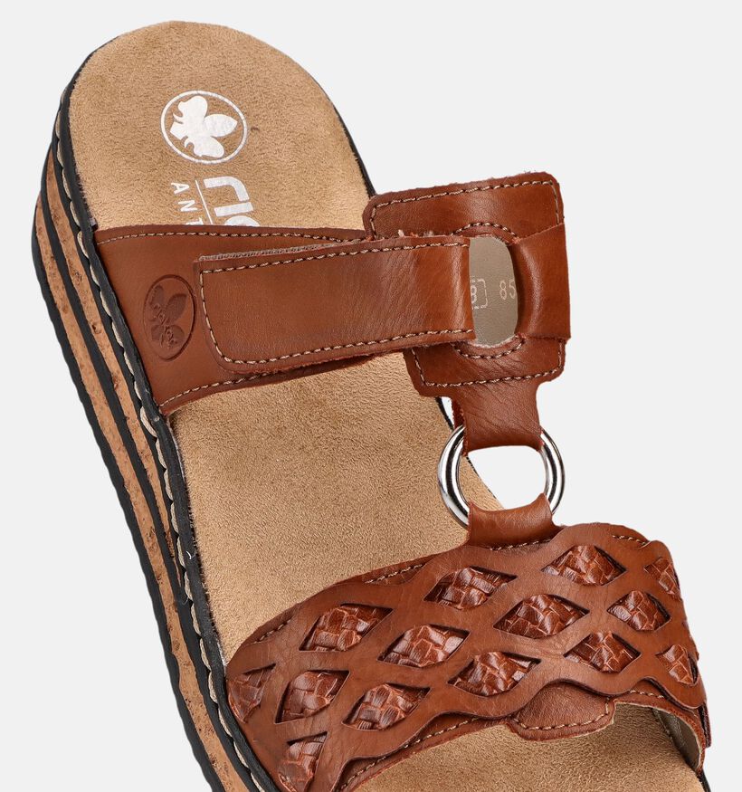 Rieker Cognac Slippers met sleehak voor dames (370399)