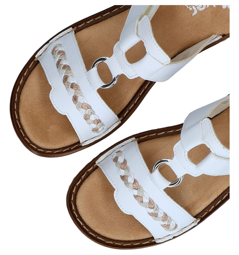 Rieker Nu-pieds plates en Blanc pour femmes (354945)