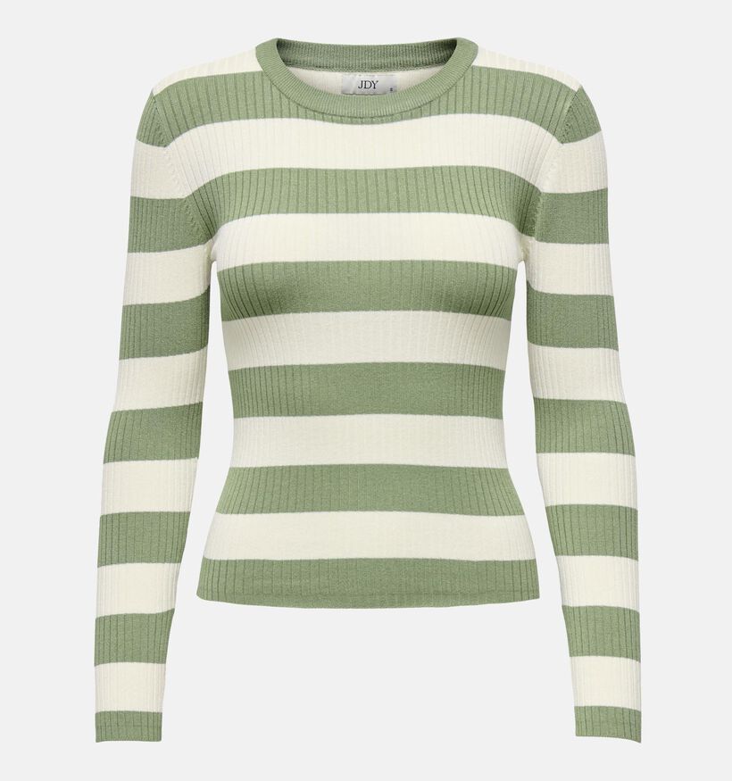 JDY Plum T-shirt Ray&eacute;e en Vert/Beige pour femmes (367914)