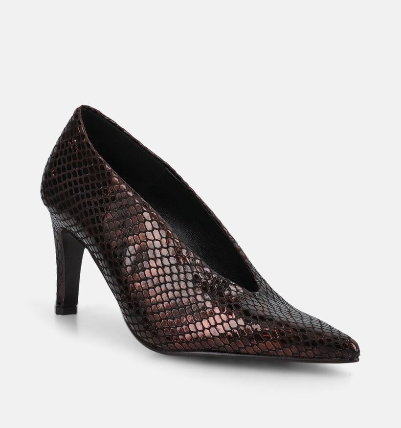 Zinda Escarpins en Brun fonc&eacute; pour femmes (380882)