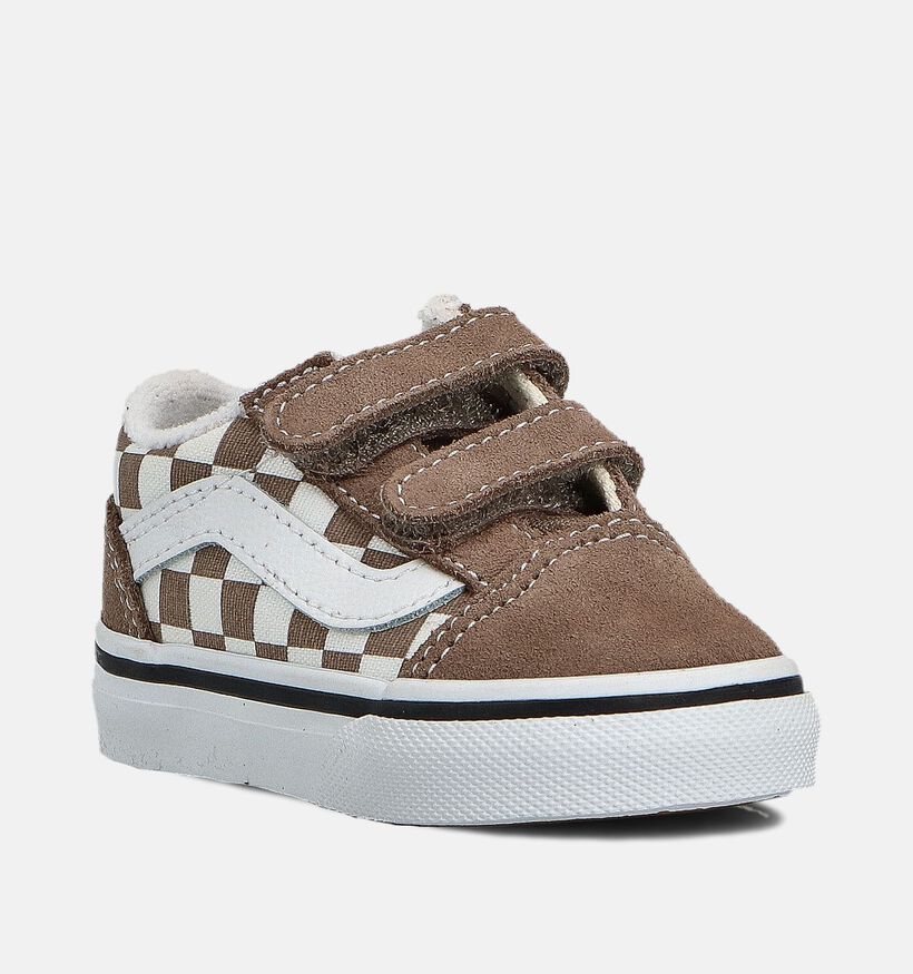 Vans Old Skool Bruine Checkerboard Sneakers voor jongens, meisjes (361026)