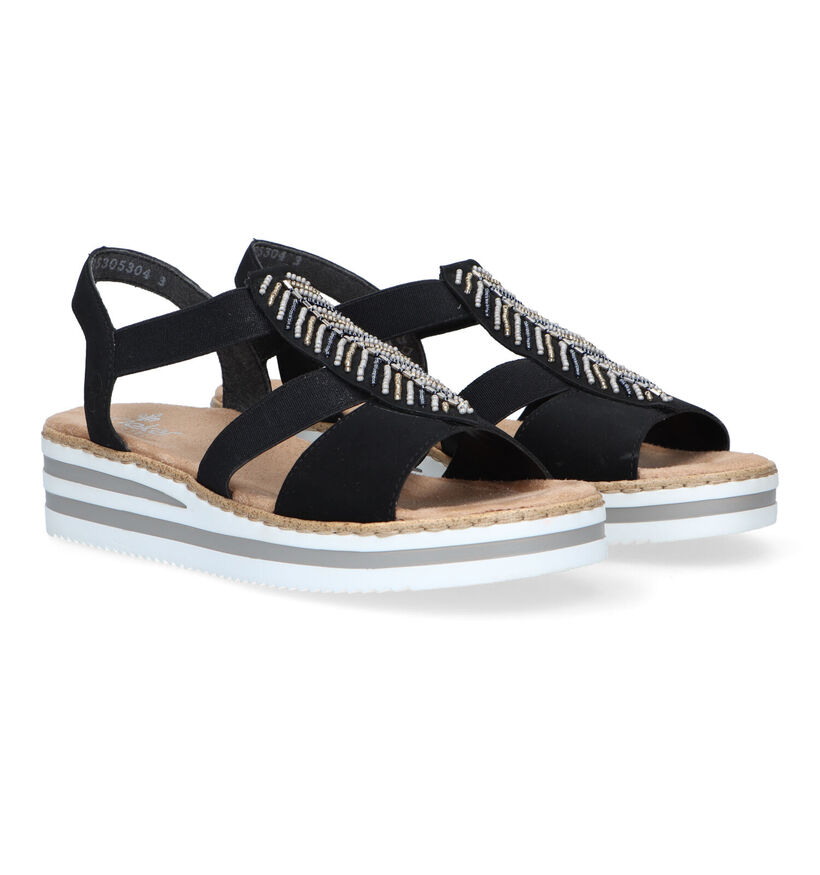 Rieker Zwarte Sandalen met Sleehak voor dames (323595)