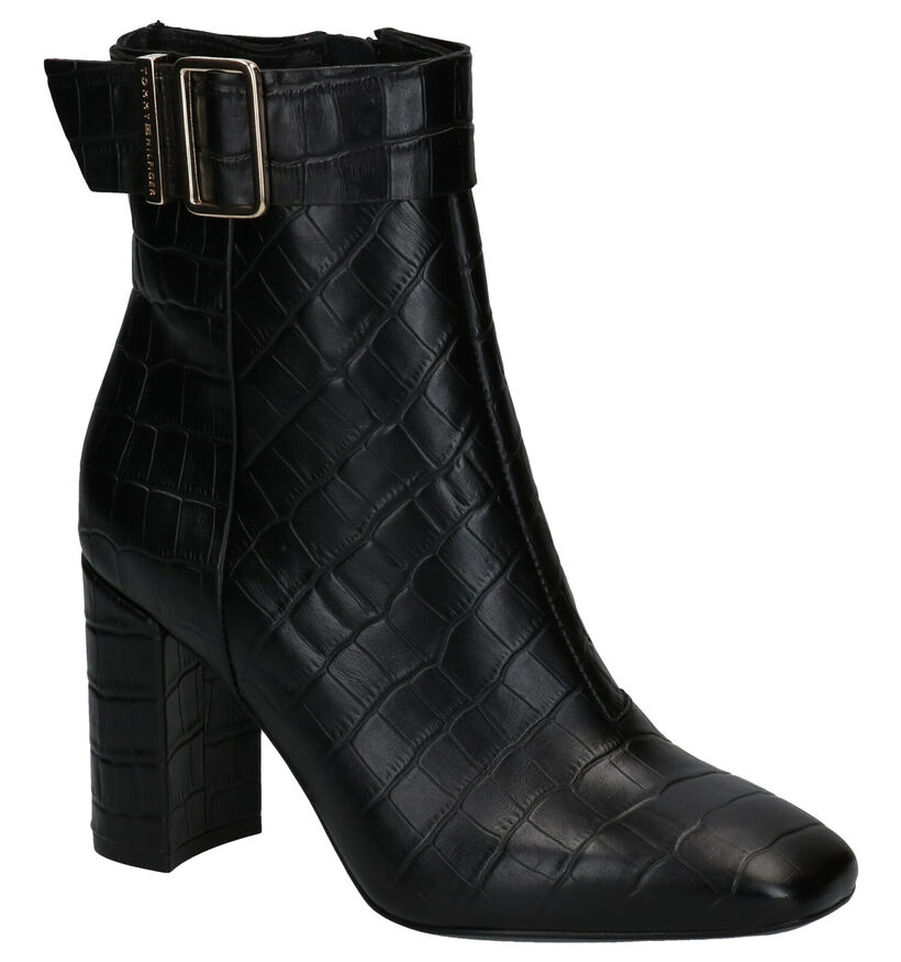 Tommy Hilfiger Croco Look High Heel Bottillons en Noir en cuir (279983)