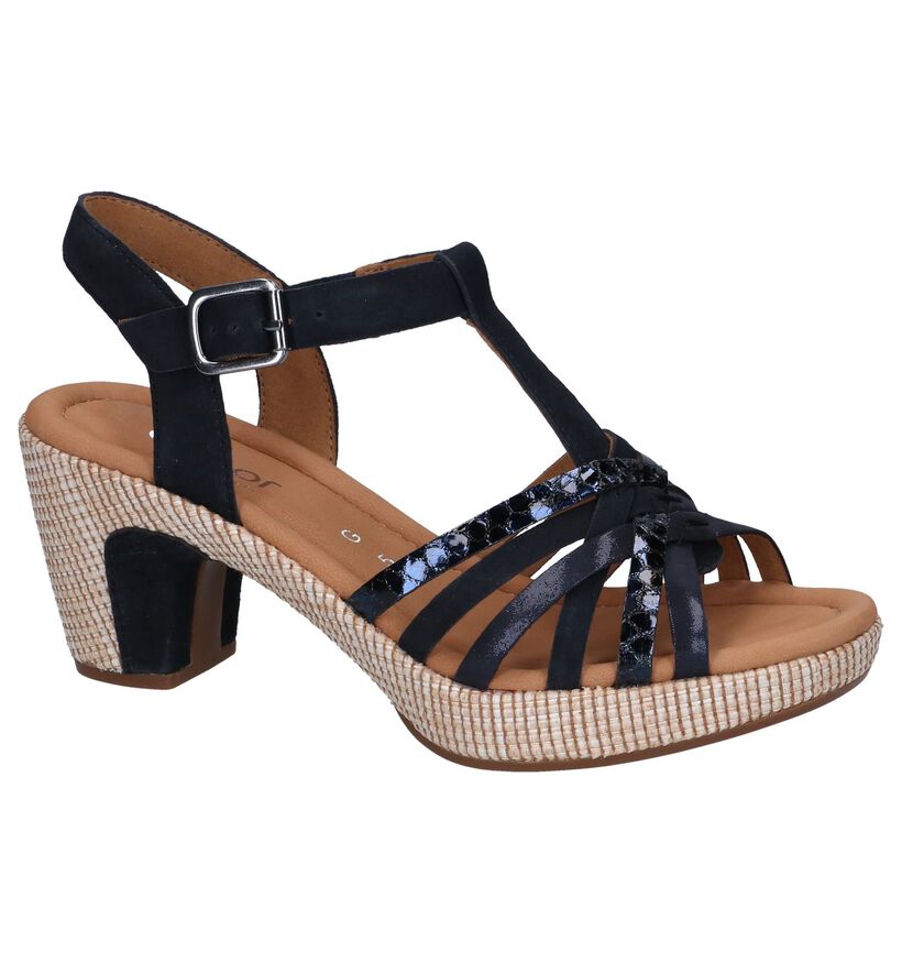 Donkerblauwe Sandalen Gabor Comfort in lakleer (237753)