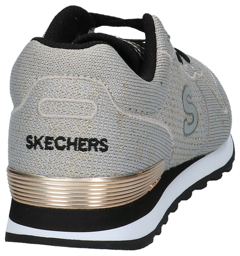 Licht Beige Sneakers Skechers met Gouden Glitters in stof (215126)