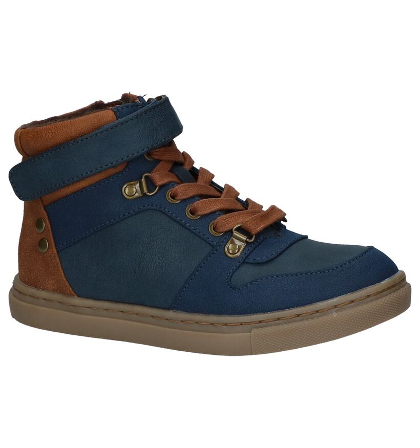 Bullboxer Donker Blauwe Boots met Rits/Veter in kunstleer (227007)