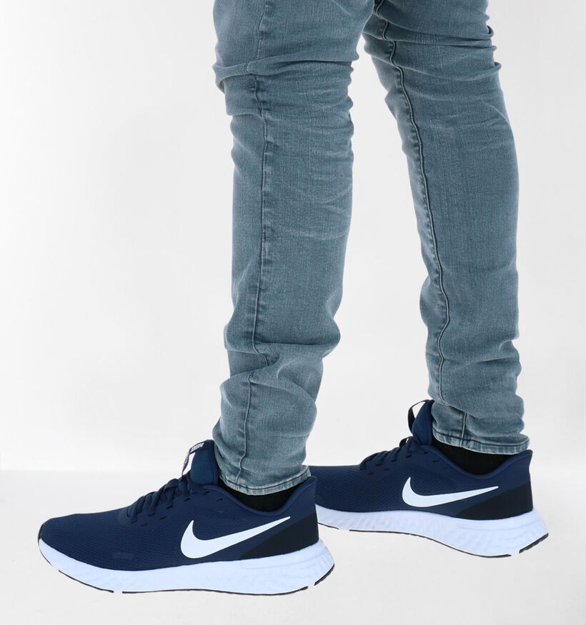Nike Revolution 5 Baskets en Bleu en textile (293413)