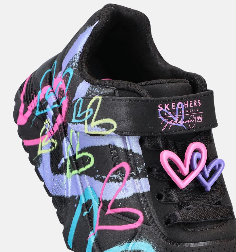 Skechers Uno Lite Heart Status Zwarte Sneakers voor meisjes (376837)