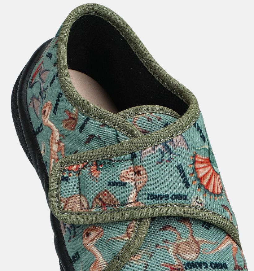 Milo & Mila Dino Groene Pantoffels met Velcro voor jongens, meisjes (374931) - geschikt voor steunzolen