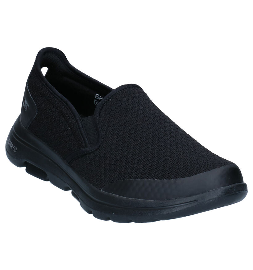 Skechers Go Walk Zwarte Slip-on Sneakers in kunstleer (277906)