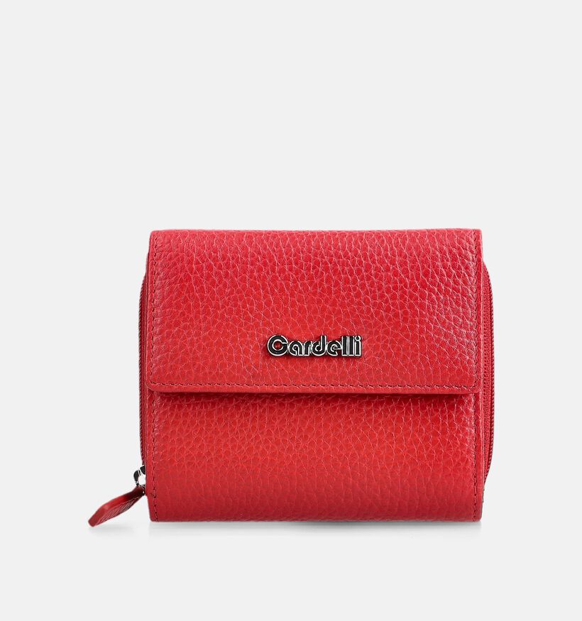 Euro-Leather Cardelli Porte-monnaie zipp&eacute; en Rouge pour femmes (375944)