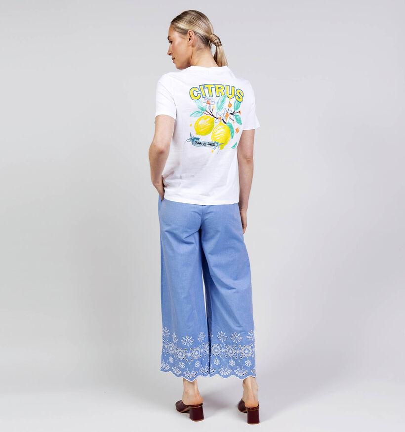 Pieces Brianna Bright White Citrus Witte T-shirt voor dames (369199)