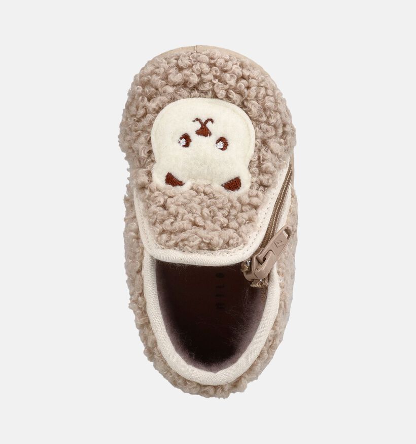 Milo & Mila Xadage Beige Babypantoffels voor meisjes, jongens (381101) - geschikt voor steunzolen