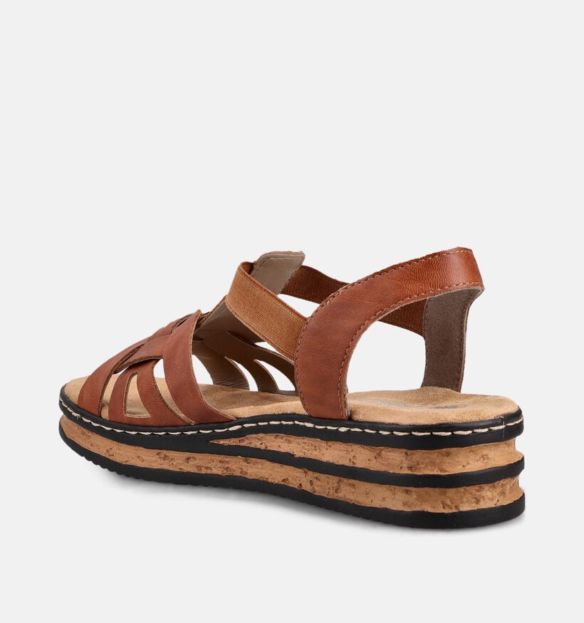 Rieker Cognac Sandalen met sleehak voor dames (370450)