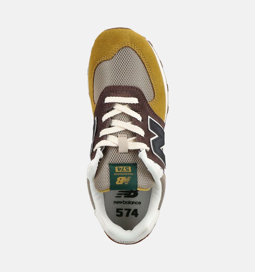 New Balance 574 Bruine/Multi Sneakers voor jongens (377316) - geschikt voor steunzolen