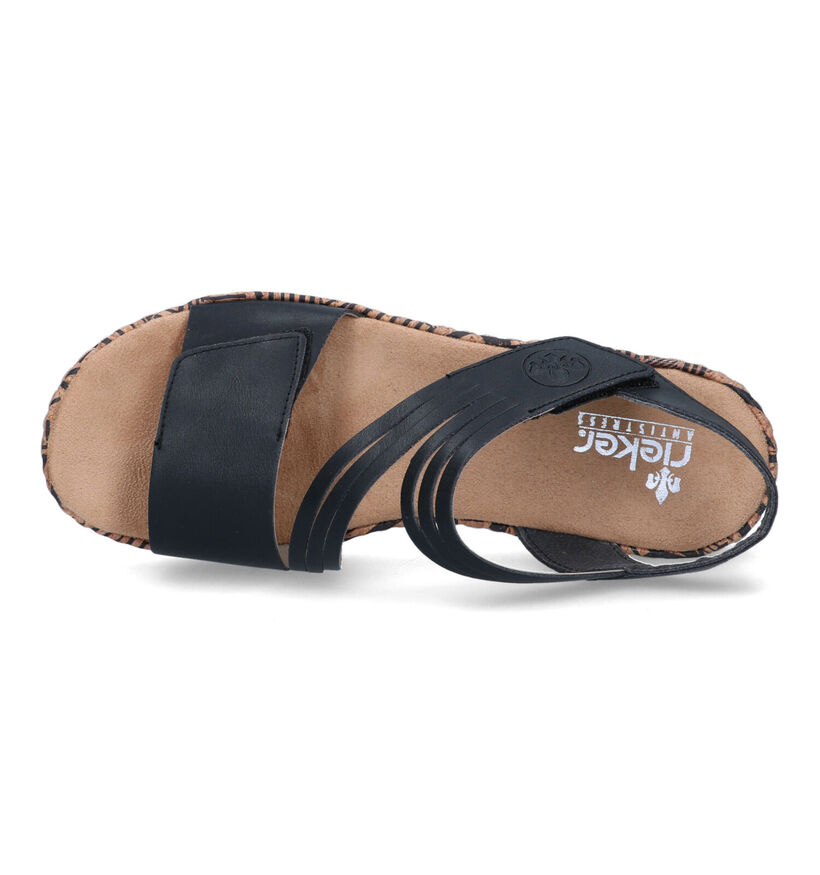 Rieker Zwarte Sandalen met sleehak voor dames (339101)