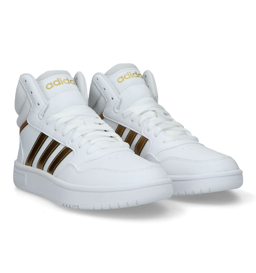 adidas Hoops 3.0 Mid Zwarte Sneakers in kunstleer (316561)