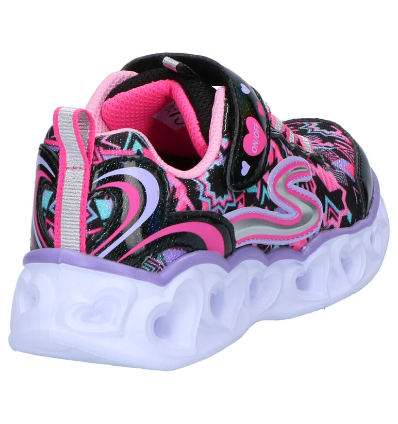 Skechers Heart Lights Zwarte Sneakers in stof (265173)