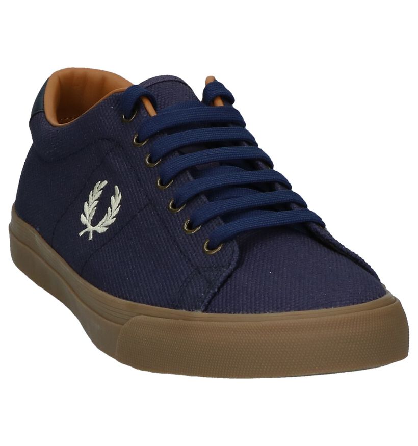 Blauwe Lage Geklede Sneakers Fred Perry in stof (208096)