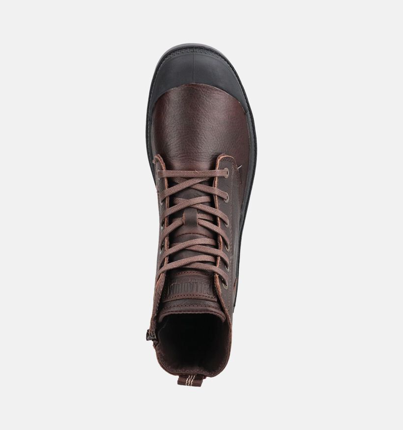 Palladium Pampa Donkerbruine Boots met Veter en Rits voor heren (378426)