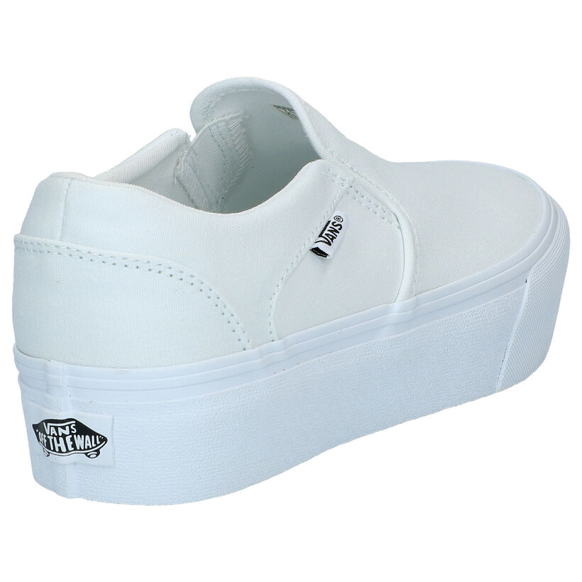 Vans Asher Platform Baskets slip-on en Blanc en textile (287226)