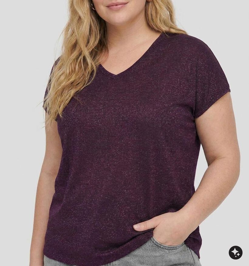 ONLY Carmakoma Silvery Bordeaux T-shirt voor dames (381909)