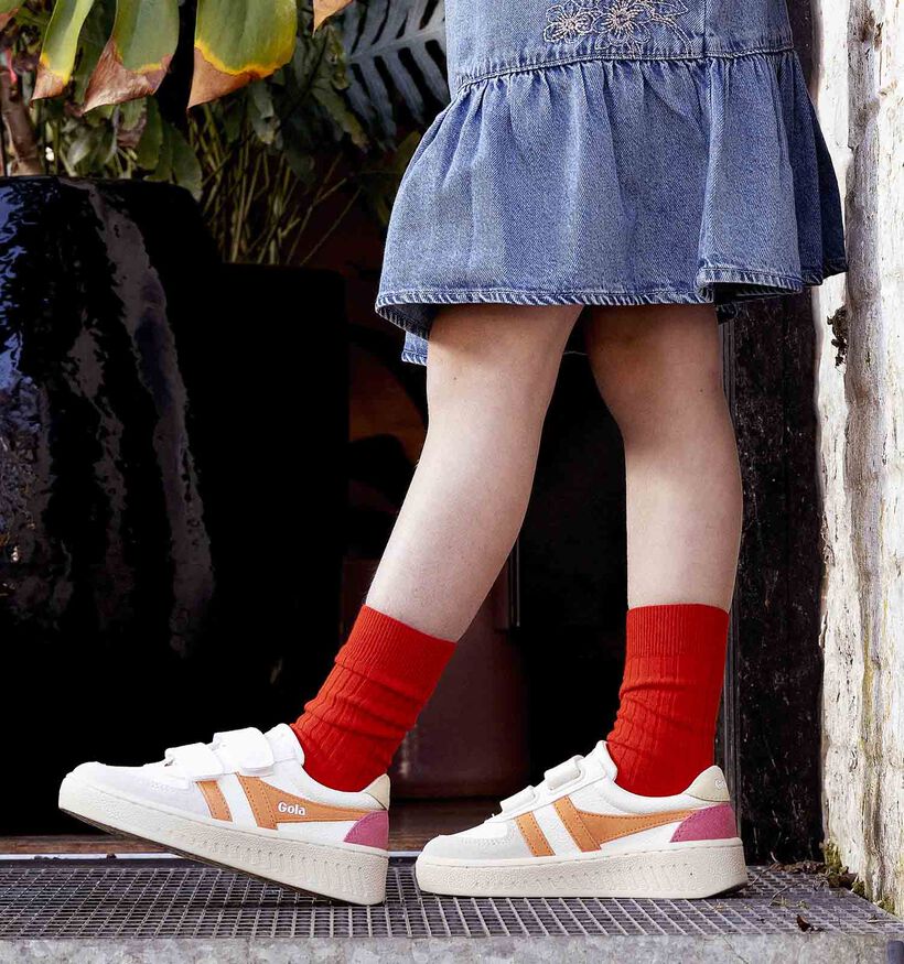 Gola Grandslam Trident Strap Witte Sneakers voor meisjes (368509) - geschikt voor steunzolen