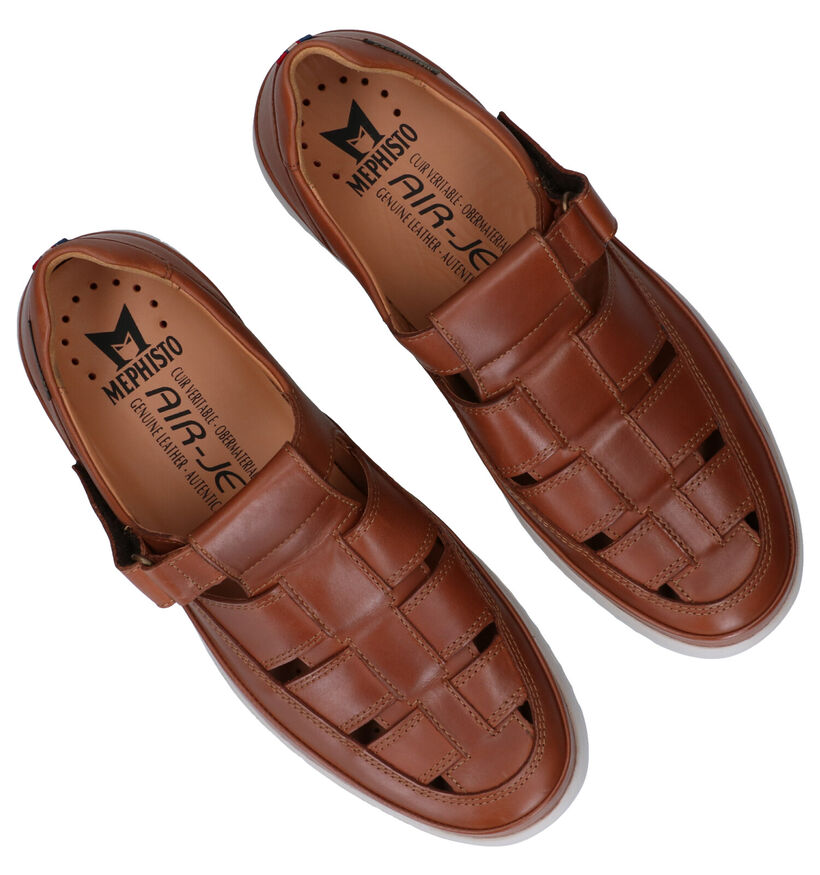 Mephisto Tarek Randy Chaussures à Velcro en Cognac pour hommes (323387) - pour semelles orthopédiques