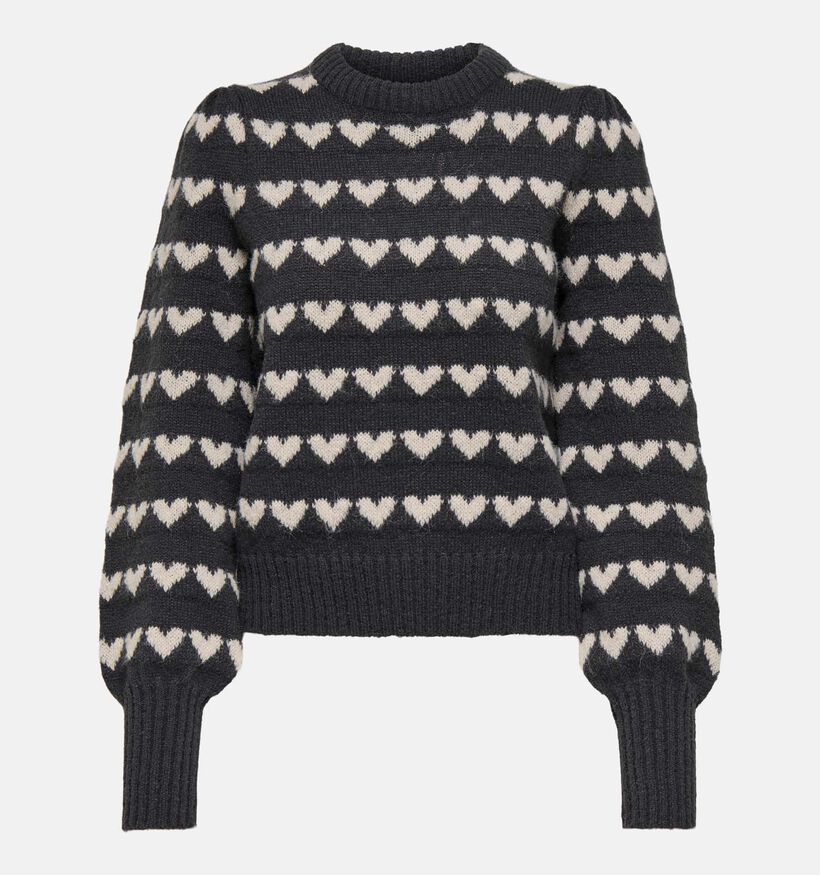 JDY Sigrid Hearts Pull en Gris pour femmes (359853)