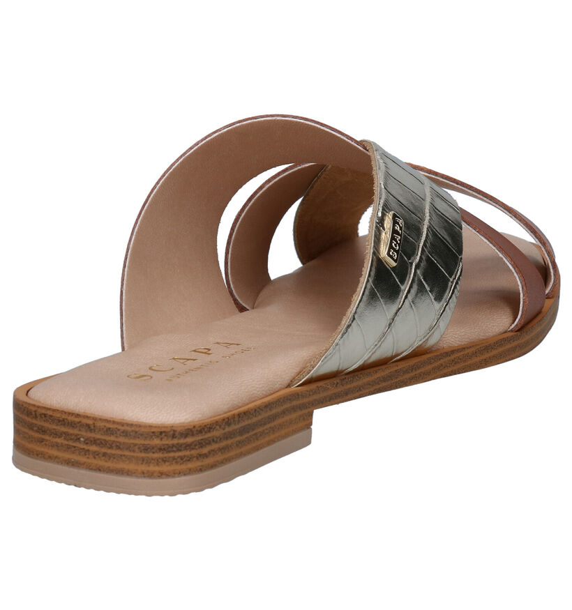 Scapa Nu-pieds plates en Cognac en cuir (288875)